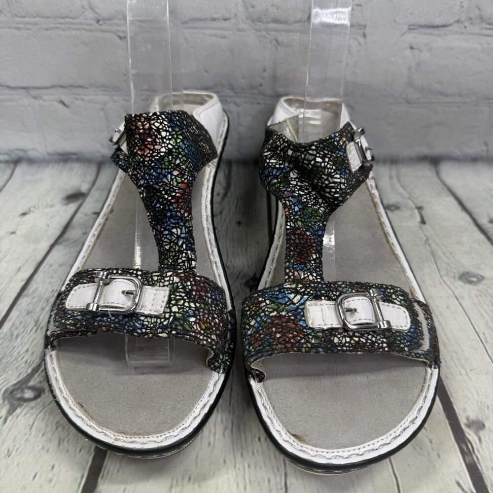Alegria Lara Cathedral Sandals Women Size 10 Comfort Wedge Metallic Mosaic Print